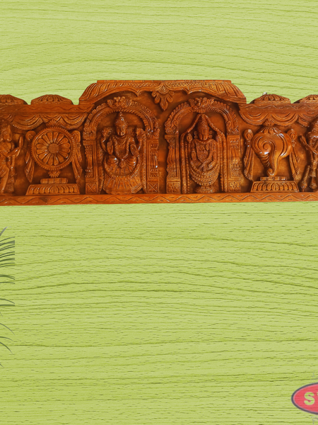 Wood Carved Tirupathi Perumal Thayar Wall Hanging