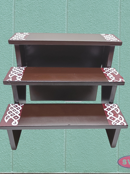 Wooden Step Deity Stand With Gap - 2 Variants
