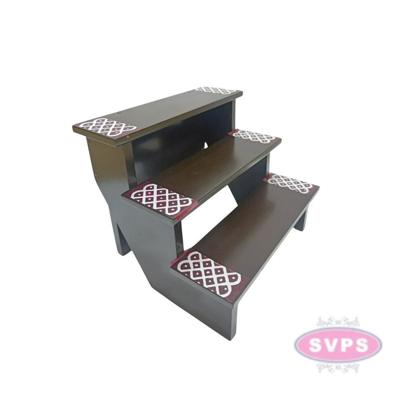 Wooden 3 Step And 3Lamp Stand With Brass Dasavatharam Idol Set And Brass Lamp
