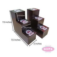 Wooden 3 Step And 3Lamp Stand With Brass Dasavatharam Idol Set And Brass Lamp