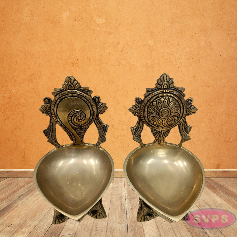 Brass Sankh Chakra Diya For Puja And Decor