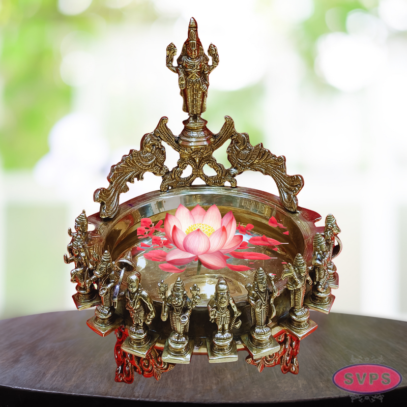 Antique Brass Dasavathara Urli With Tirupathi Balaji