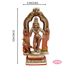 Brass Antique Mayil Murugan With Tiruvachi