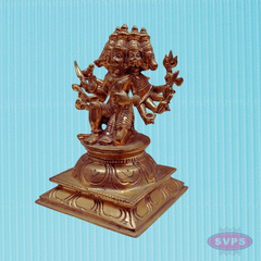 Traditional Panchaloha Panchamukha Hanuman Idol with Detailed Carving