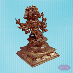 Traditional Panchaloha Panchamukha Hanuman Idol with Detailed Carving