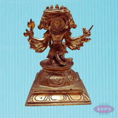 Traditional Panchaloha Panchamukha Hanuman Idol with Detailed Carving