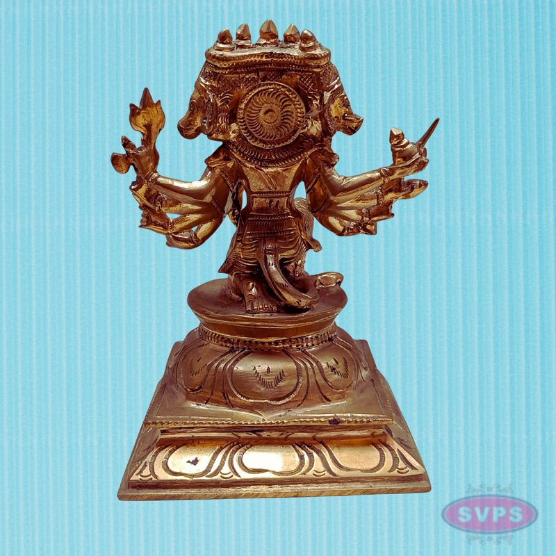 Traditional Panchaloha Panchamukha Hanuman Idol with Detailed Carving