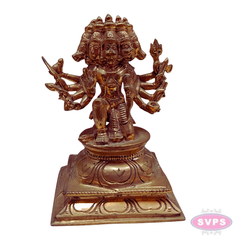 Traditional Panchaloha Panchamukha Hanuman Idol with Detailed Carving