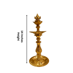 Traditional Brass Ganesha Deepam | Antique Finish Kuthu Vilakku for Pooja & Home Décor
