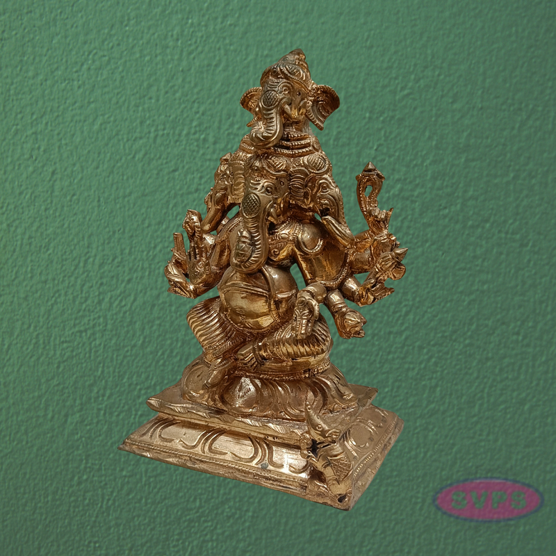 Handcrafted Panchalogam Ashta Ganesha Statue – Eight-Armed Lord Ganesha Idol in Antique Finish