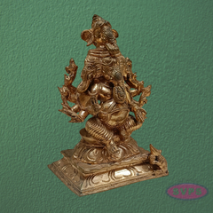 Handcrafted Panchalogam Ashta Ganesha Statue – Eight-Armed Lord Ganesha Idol in Antique Finish