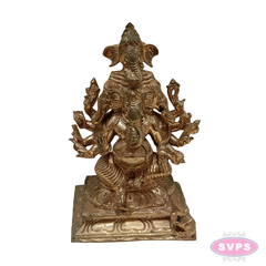 Handcrafted Panchalogam Ashta Ganesha Statue – Eight-Armed Lord Ganesha Idol in Antique Finish