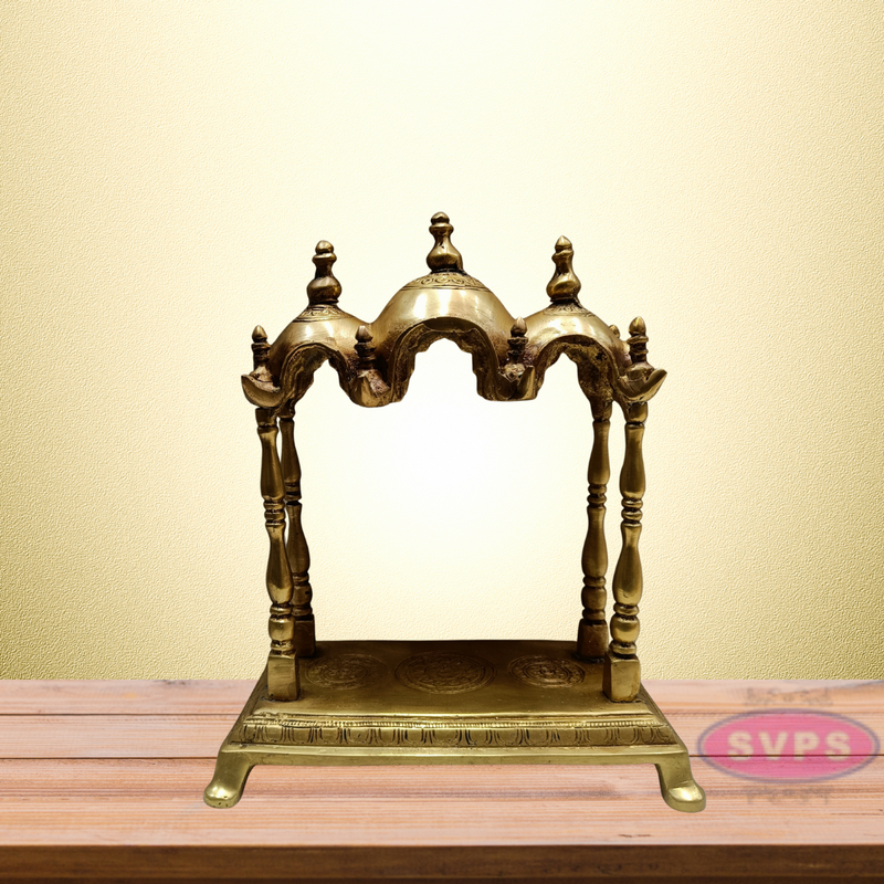 Brass 3 Domed Temple Mandir for Home