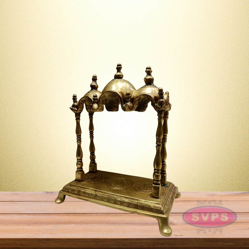 Brass 3 Domed Temple Mandir for Home