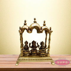 Brass 3 Domed Temple Mandir for Home