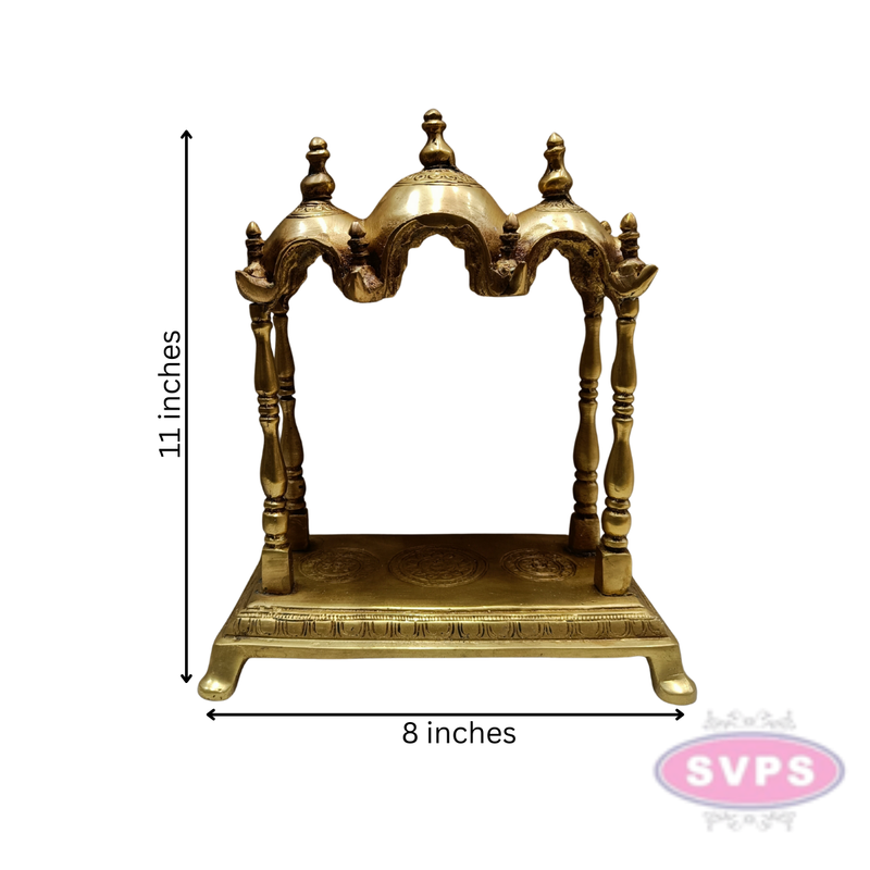 Brass 3 Domed Temple Mandir for Home