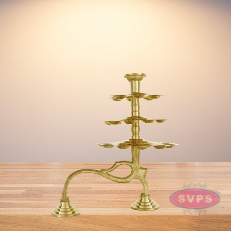 Brass 3 Steps Adukku Deepam / Layer Lamp  Diya Aarti For Pooja