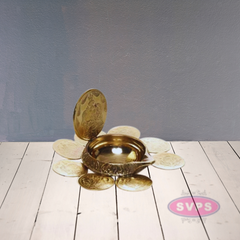 Brass 9 Coins Ashtalakshmi Kubera Oil Lamp Diya / Vilakku
