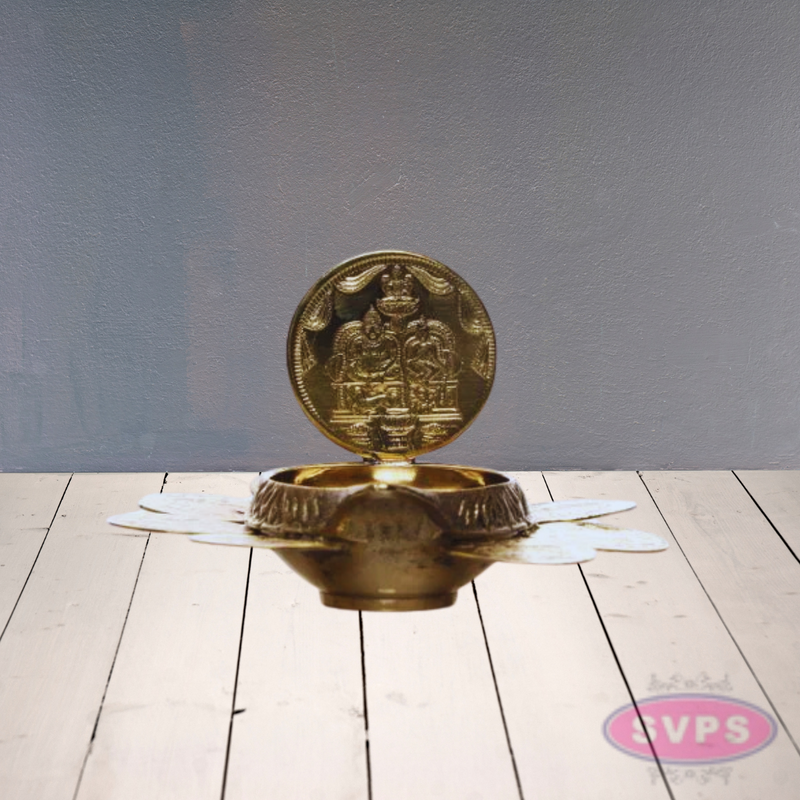 Brass 9 Coins Ashtalakshmi Kubera Oil Lamp Diya / Vilakku