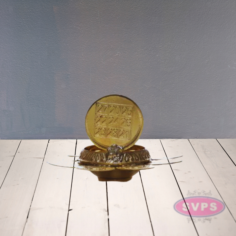 Brass 9 Coins Ashtalakshmi Kubera Oil Lamp Diya / Vilakku