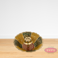 Brass Agarbathi Stand With Bowl / Oothupathi Stand / Incense Stick Holder With Ash Collector