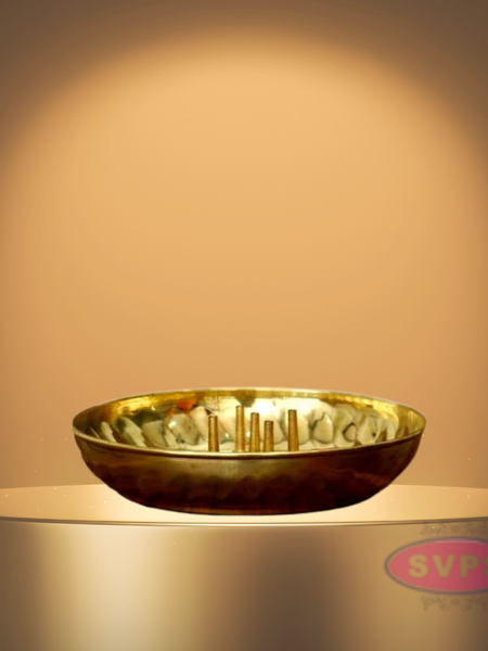 Brass Agarbatti Stand With Plate For Puja