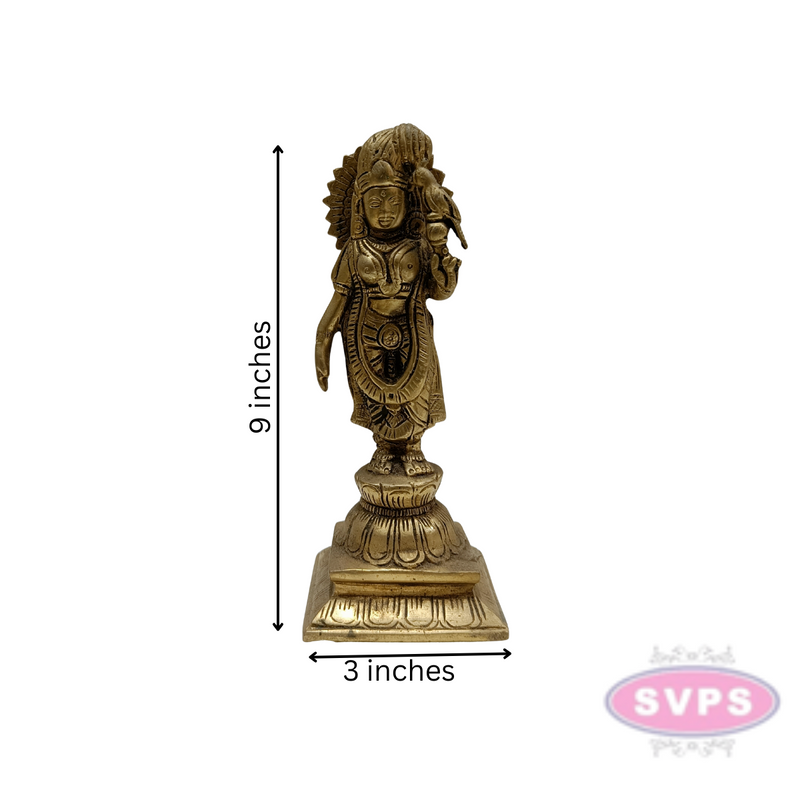 Brass Andal On lotus With Parrot