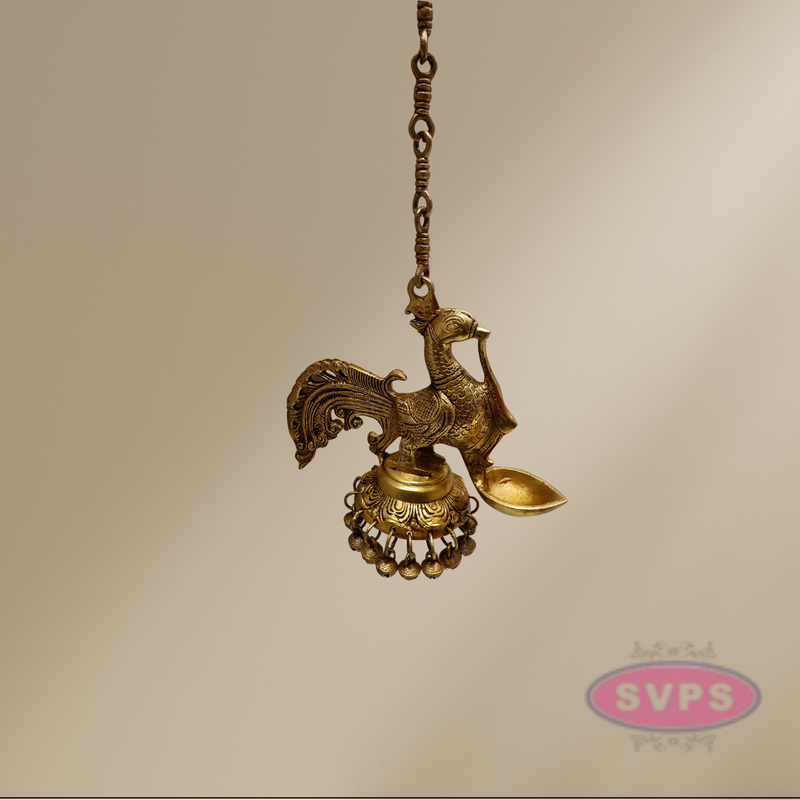 Brass Annam Single Face Lamp With Bells / Hanging Lamp