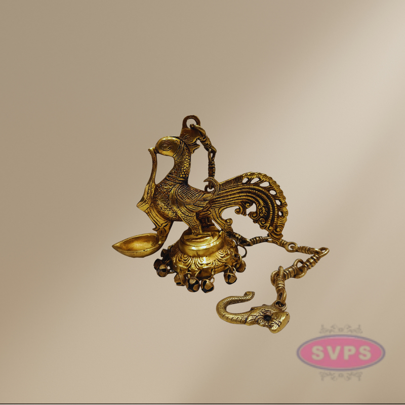 Brass Annam Single Face Lamp With Bells / Hanging Lamp