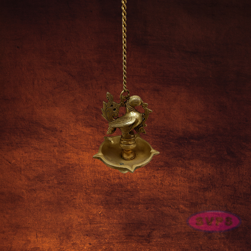 Brass Annapachi Hanging Lamp /5 Face Villaku /Diya With Chain