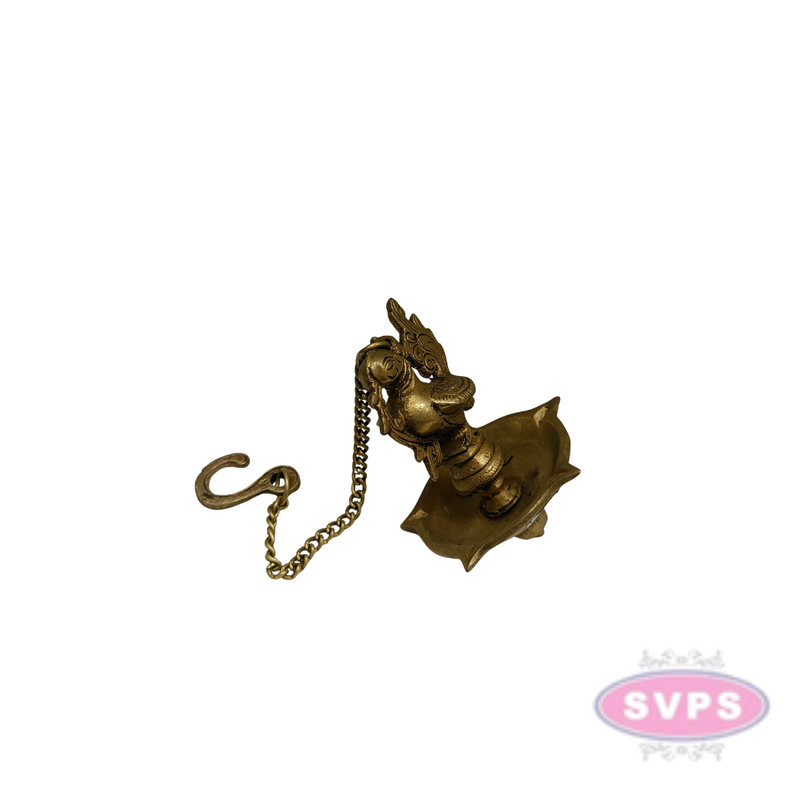 Brass Annapachi Hanging Lamp /5 Face Villaku /Diya With Chain