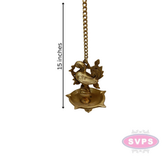 Brass Annapachi Hanging Lamp /5 Face Villaku /Diya With Chain