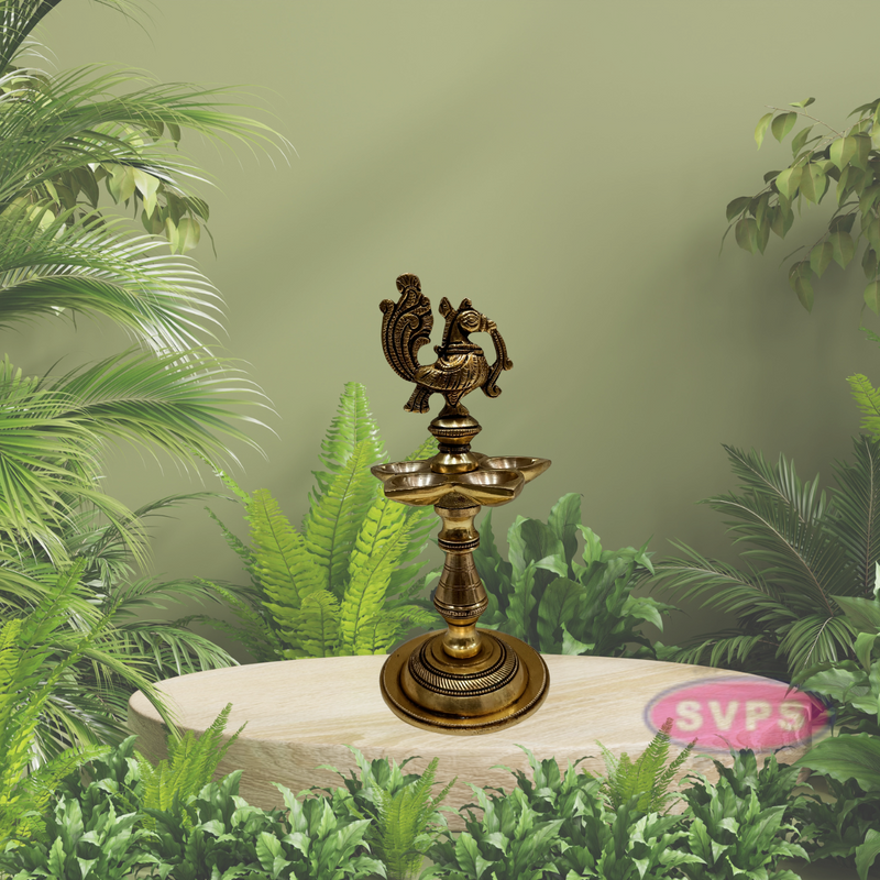 Brass Annapakchi Traditional Design 5 Wick Oil Lamp Diya