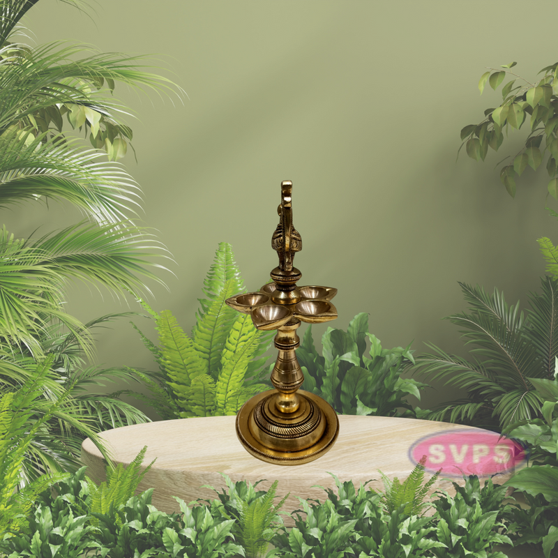 Brass Annapakchi Traditional Design 5 Wick Oil Lamp Diya