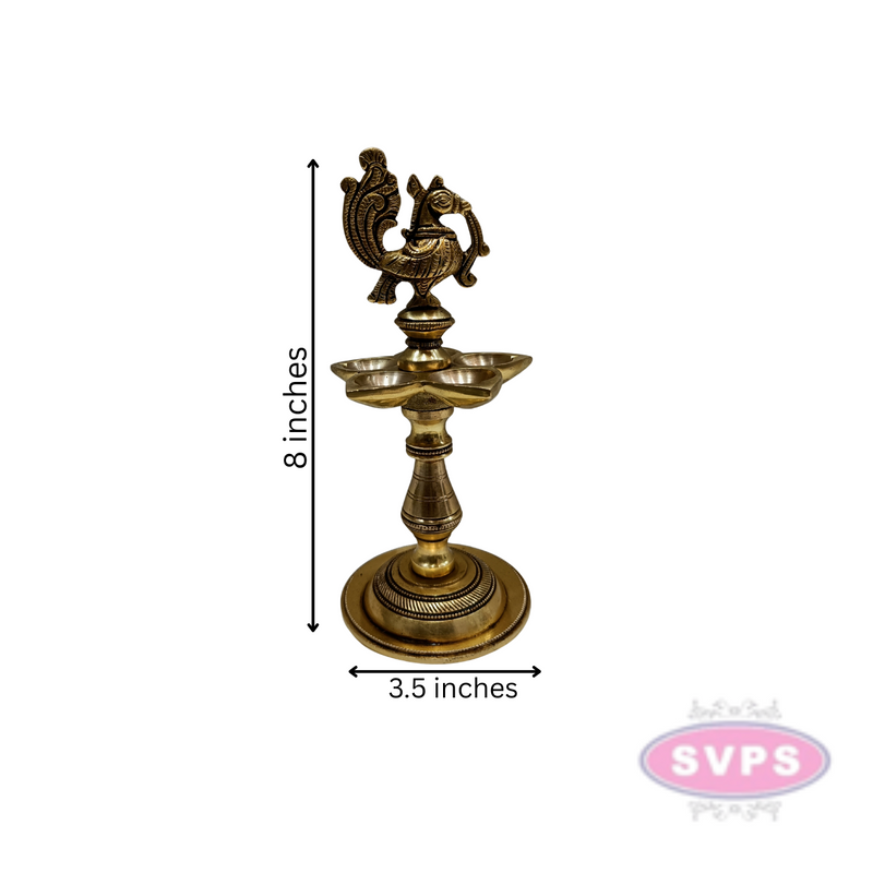 Brass Annapakchi Traditional Design 5 Wick Oil Lamp Diya
