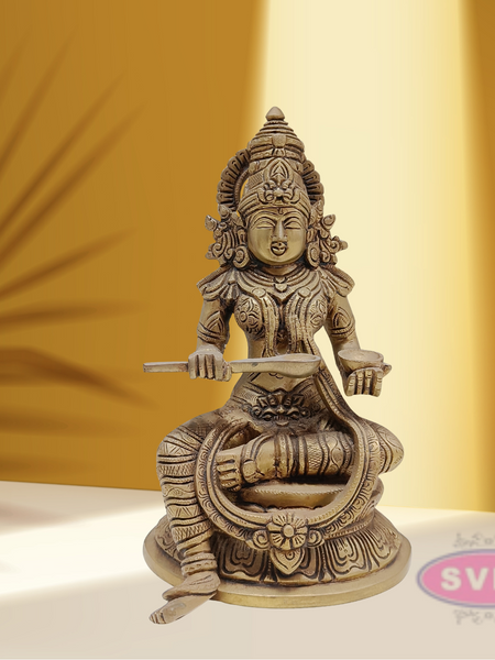 Brass Annapurna Idol For Home Temple / 10 Inches