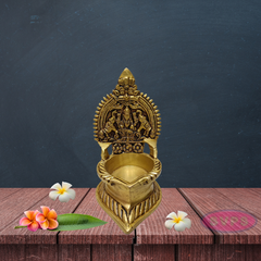 Brass Antique Finished Gajalaxmi Diya  / Gajalakshmi Deepam