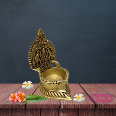 Brass Antique Finished Gajalaxmi Diya  / Gajalakshmi Deepam