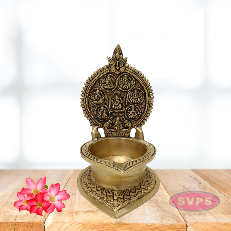 Brass Astalakshmi Vilakku / Diya / Deepam / 7 inches