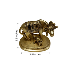 Brass Cow and Calf With Embossed Ganesh And Lakshmi
