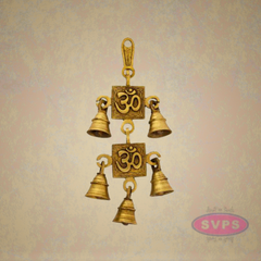 Brass Decorative Hanging Bells With Swastik Symbol
