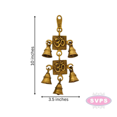 Brass Decorative Hanging Bells With Swastik Symbol