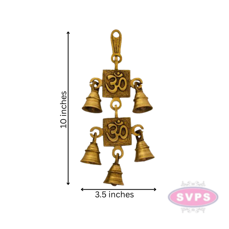 Brass Decorative Hanging Bells With Swastik Symbol