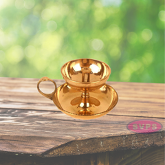 Brass Diya With Handle And Plate