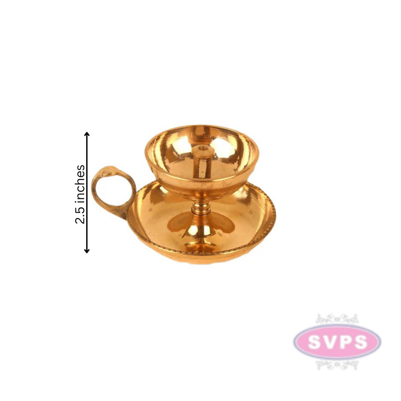Brass Diya With Handle And Plate