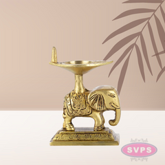 Brass Elephant Lamp For Pooja