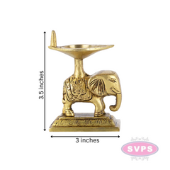 Brass Elephant Lamp For Pooja