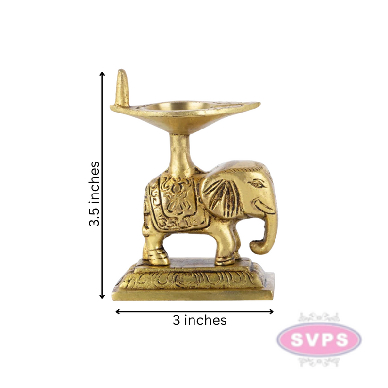 Brass Elephant Lamp For Pooja
