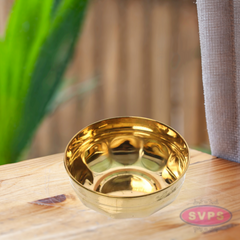 Brass Floral Design Chandan Bowl / Serving Bowl For Pooja