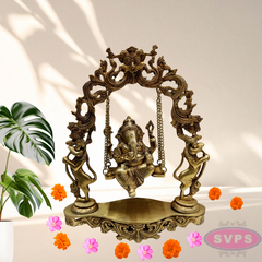 Brass Ganesha On Jhula Swing Idol For Home Mandir
